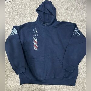 Grunt Style Hoodie Sweatshirt Mens XL Blue USA Flag Hooded